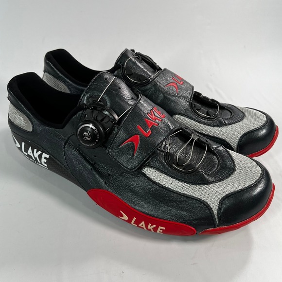LAKE Other - LAKE CX401 Men's Road Cycling Shoes 45 US 10.5-11 Black Silver Red Carbon BOA